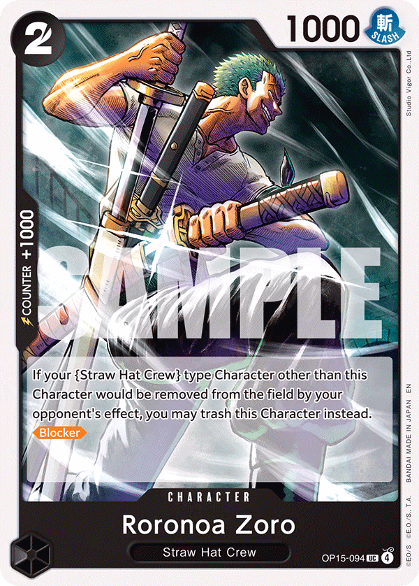 Roronoa Zoro One Piece card (OP15-094, Adventure on Kami's Island)