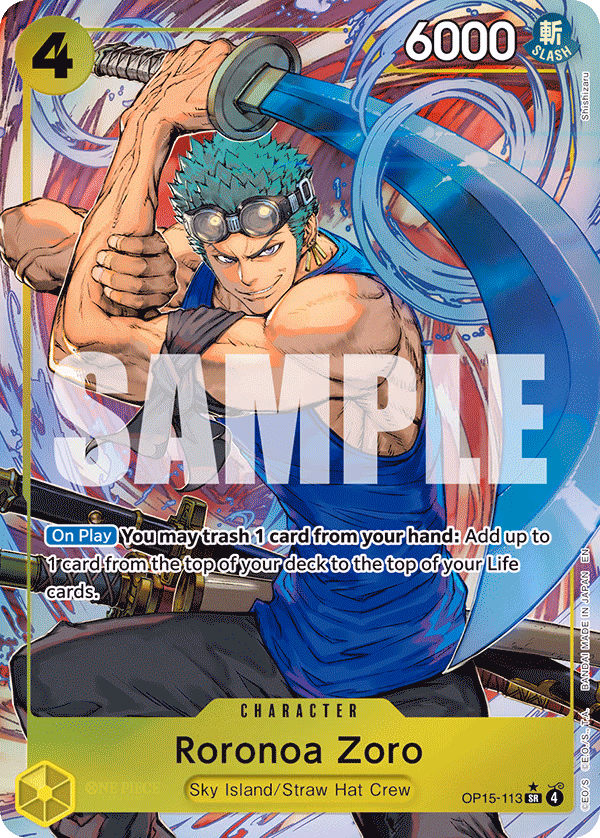 Roronoa Zoro (Alternate Art) One Piece card (OP15-113, Adventure on Kami's Island)