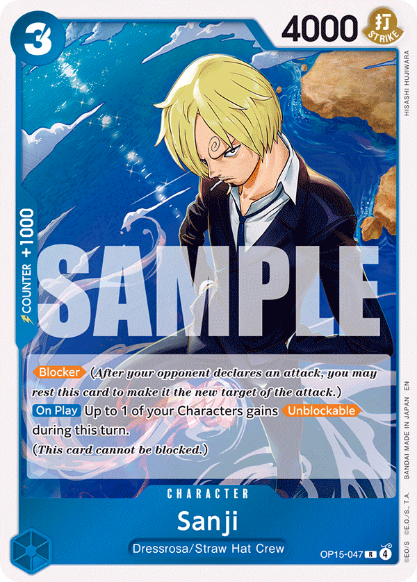 Sanji One Piece card (OP15-047, Adventure on Kami's Island)