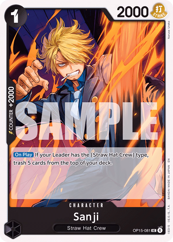 Sanji One Piece card (OP15-081, Adventure on Kami's Island)
