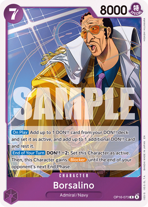 Borsalino One Piece card (OP16-073, The Time of Battle)