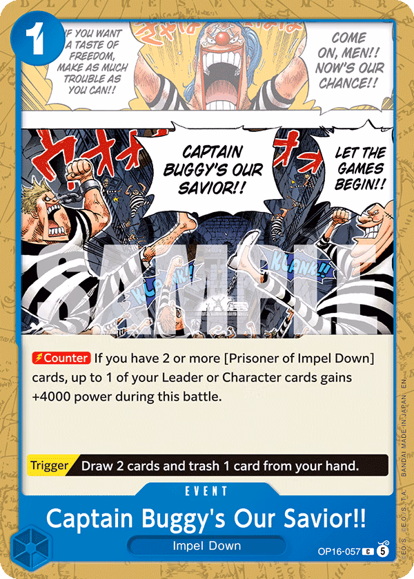 Captain Buggy's Our Savior!! One Piece card (OP16-057, The Time of Battle)
