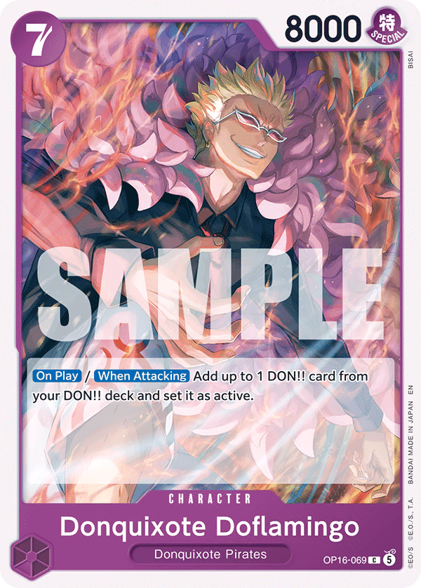 Donquixote Doflamingo One Piece card (OP16-069, The Time of Battle)