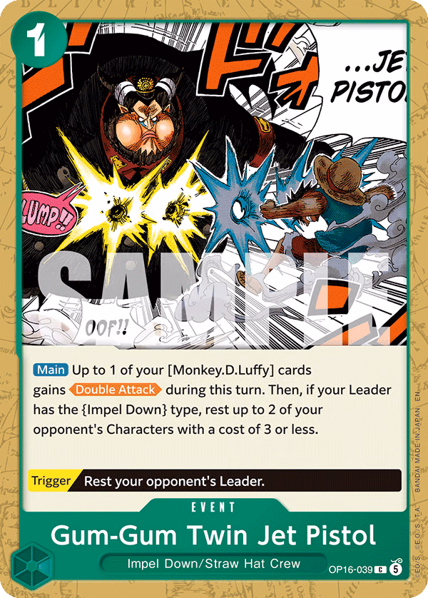 Gum-Gum Twin Jet Pistol One Piece card (OP16-039, The Time of Battle)