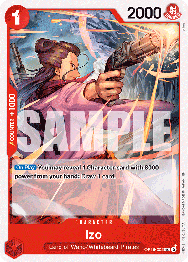 Izo One Piece card (OP16-002, The Time of Battle)