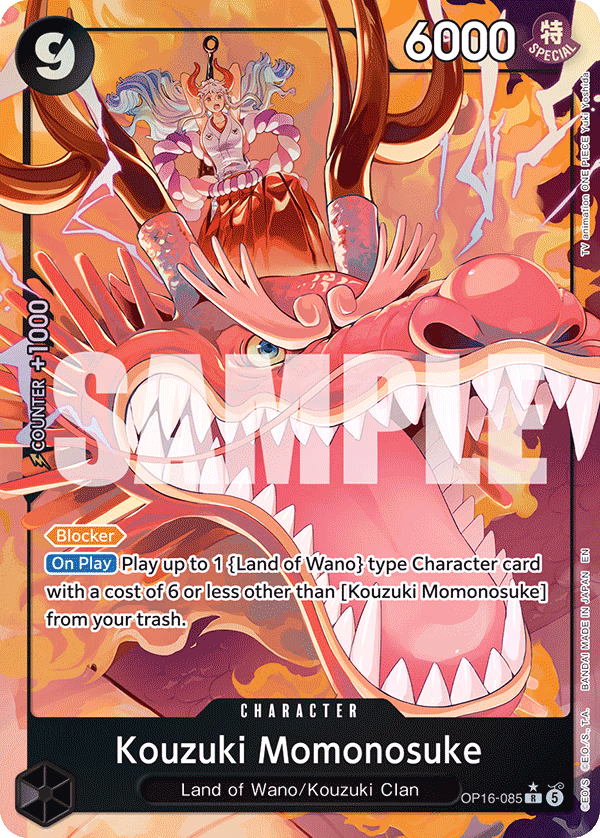 Kouzuki Momonosuke (Alternate Art) One Piece card (OP16-085, The Time of Battle)