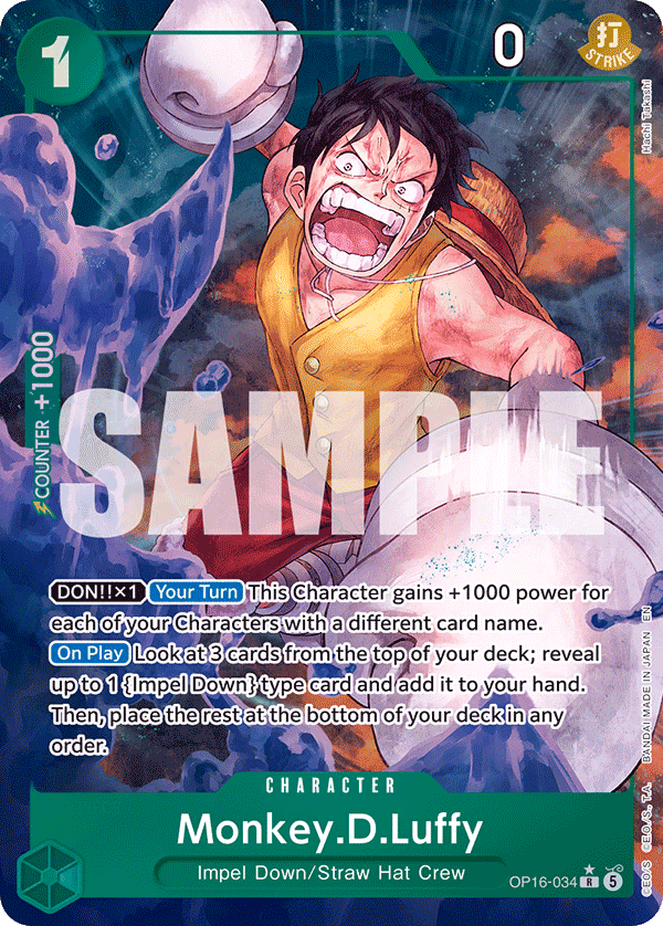 Monkey.D.Luffy (Alternate Art) One Piece card (OP16-034, The Time of Battle)