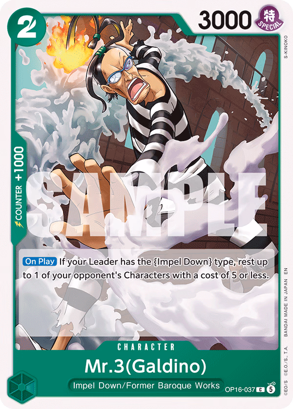 Mr.3(Galdino) One Piece card (OP16-037, The Time of Battle)