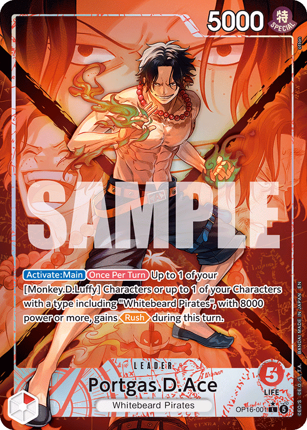 Portgas.D.Ace (Alternate Art) One Piece card (OP16-001, The Time of Battle)