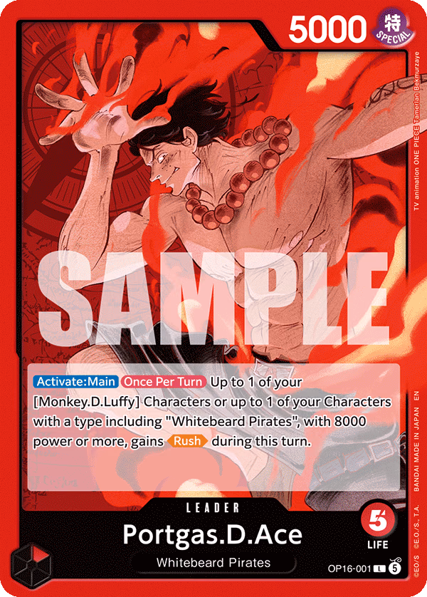 Portgas.D.Ace One Piece card (OP16-001, The Time of Battle)