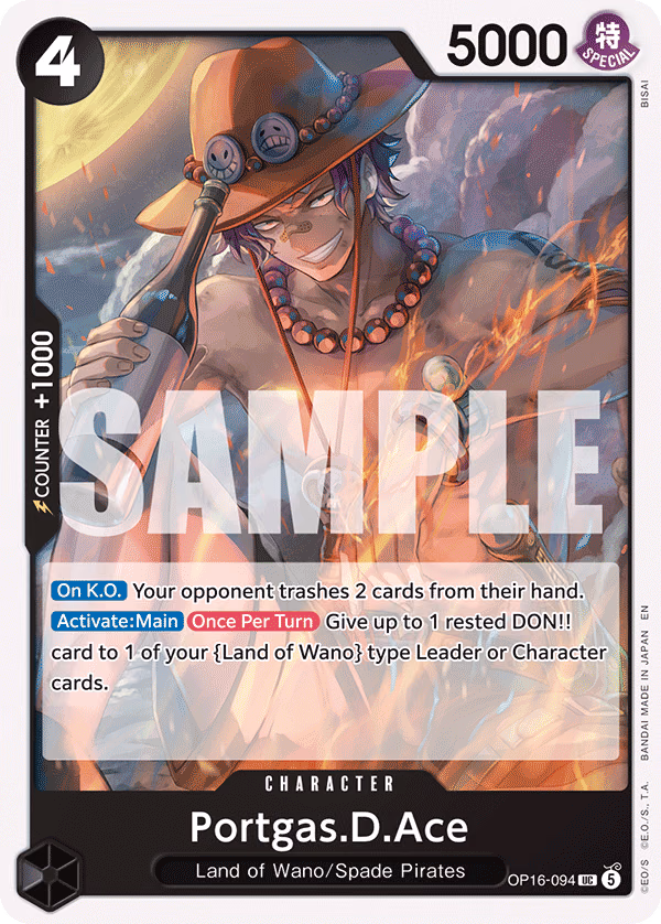Portgas.D.Ace One Piece card (OP16-094, The Time of Battle)