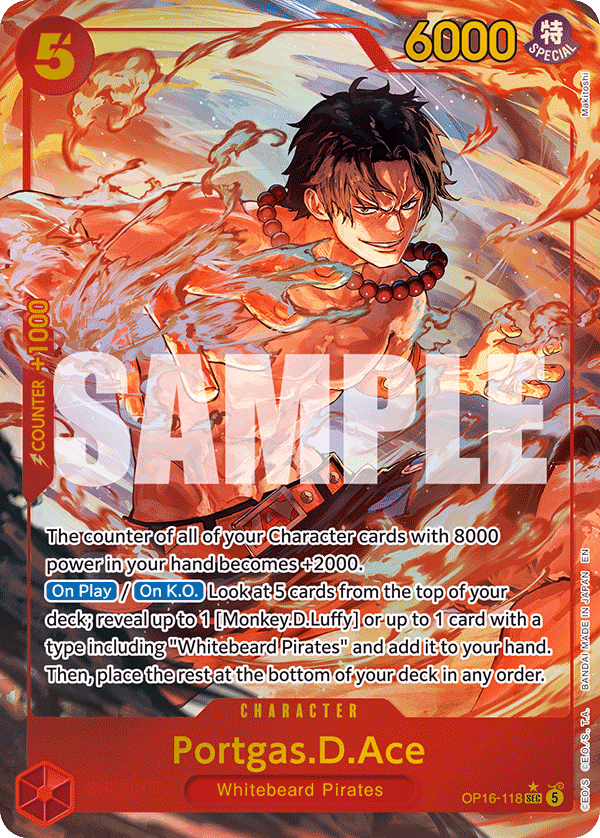 Portgas.D.Ace (Alternate Art) One Piece card (OP16-118, The Time of Battle)