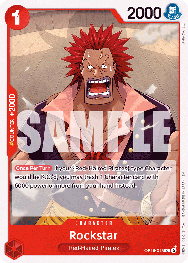 Rockstar One Piece card (OP16-018, The Time of Battle)