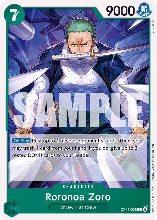 Roronoa Zoro One Piece card (OP16-035, The Time of Battle)