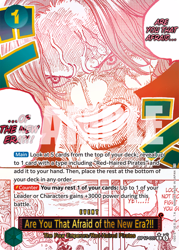 Are You That Afraid of the New Era?!! (Alternate Art) One Piece card (OP17-037, The World's Strongest Warriors)