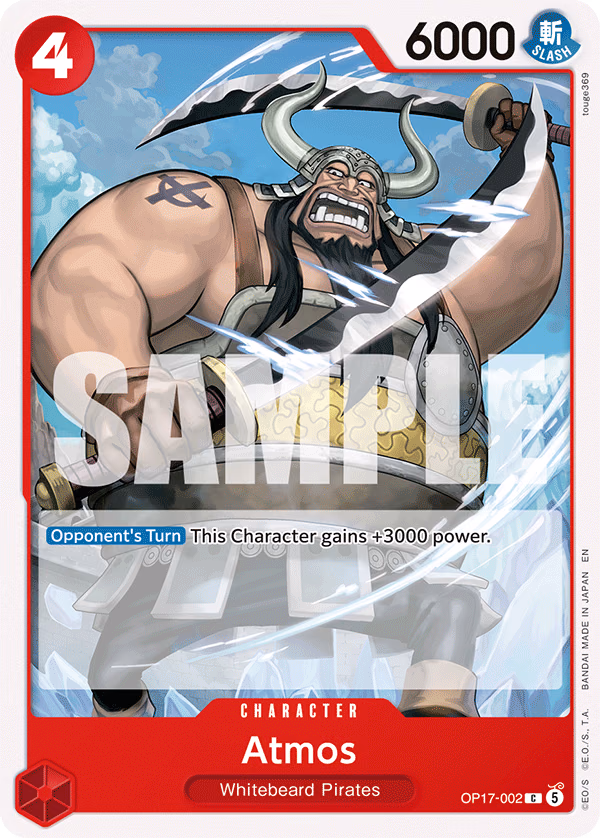 Atmos One Piece card (OP17-002, The World's Strongest Warriors)