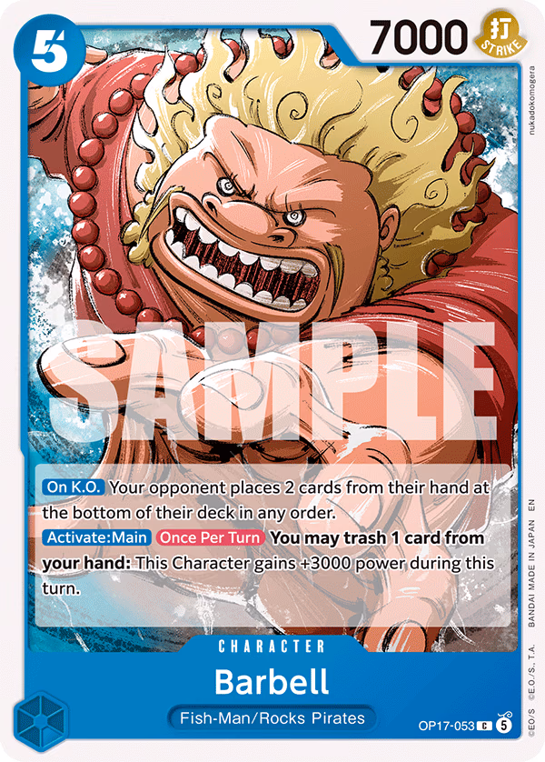Barbell One Piece card (OP17-053, The World's Strongest Warriors)