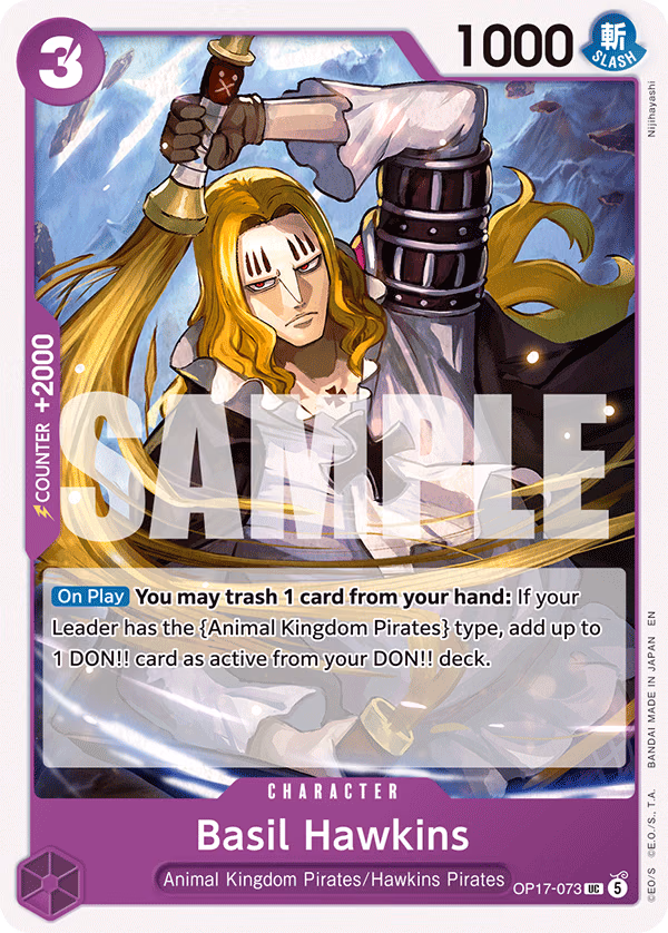 Basil Hawkins One Piece card (OP17-073, The World's Strongest Warriors)