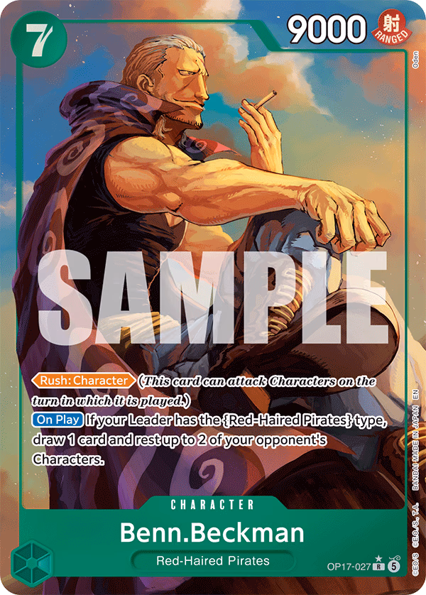 Benn.Beckman (Alternate Art) One Piece card (OP17-027, The World's Strongest Warriors)