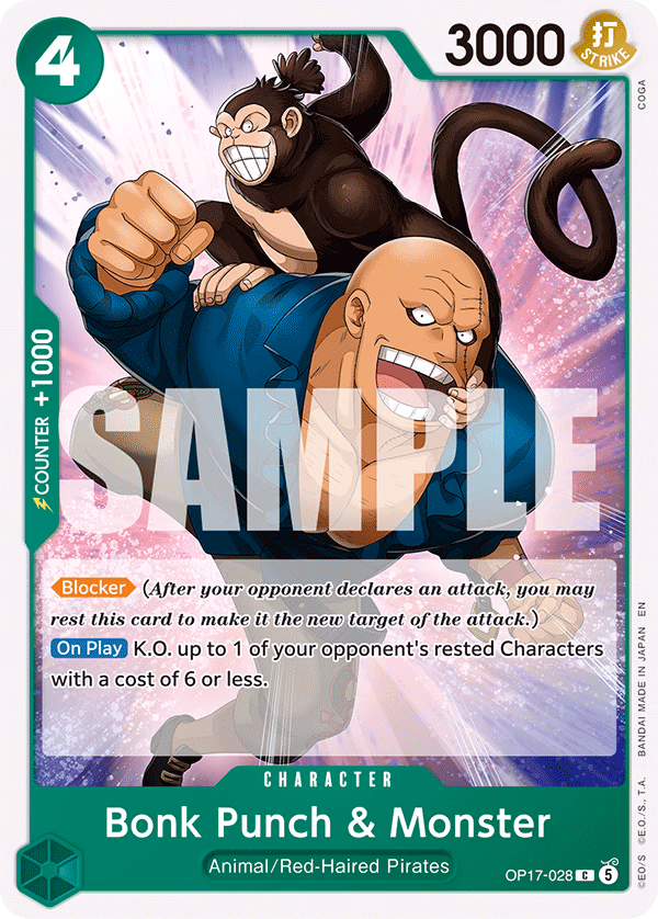 Bonk Punch & Monster One Piece card (OP17-028, The World's Strongest Warriors)