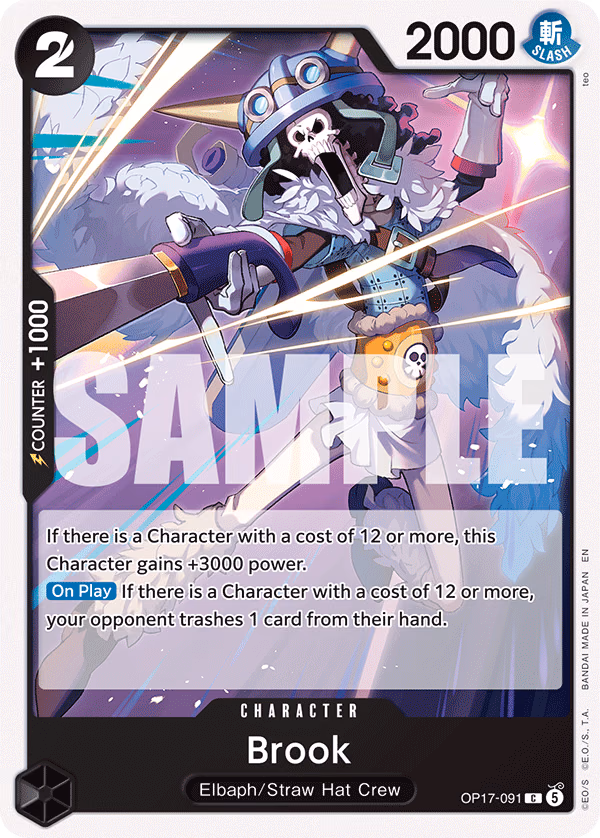 Brook One Piece card (OP17-091, The World's Strongest Warriors)