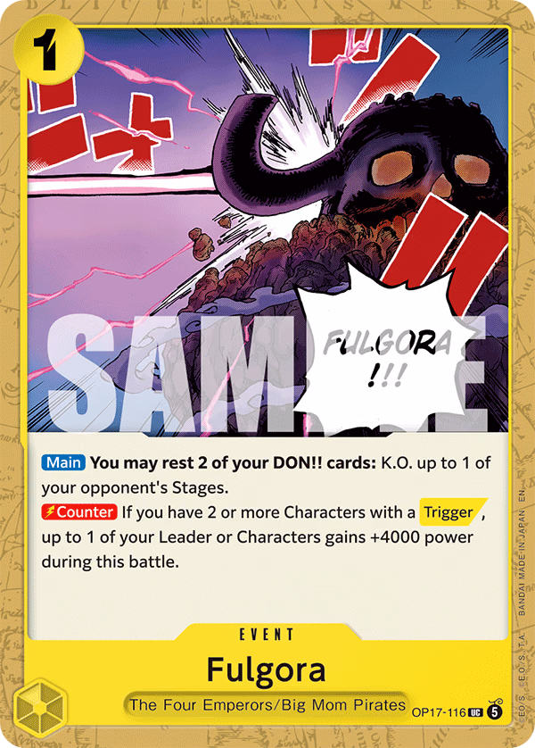 Fulgora One Piece card (OP17-116, The World's Strongest Warriors)