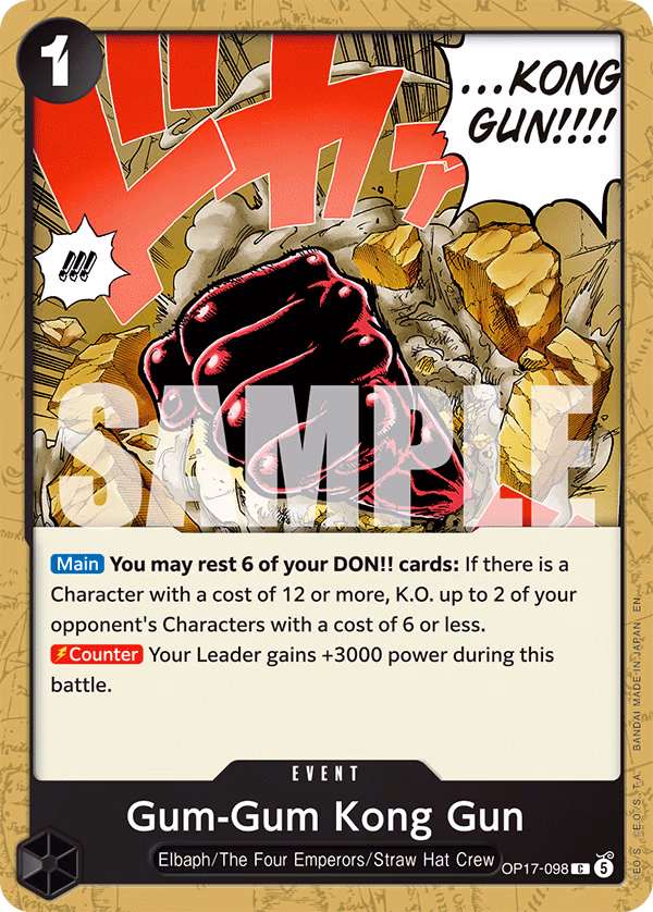 Gum-Gum Kong Gun One Piece card (OP17-098, The World's Strongest Warriors)