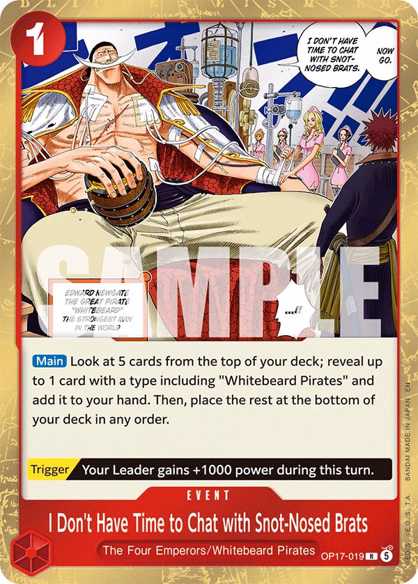 I Don't Have Time to Chat with Snot-Nosed Brats One Piece card (OP17-019, The World's Strongest Warriors)