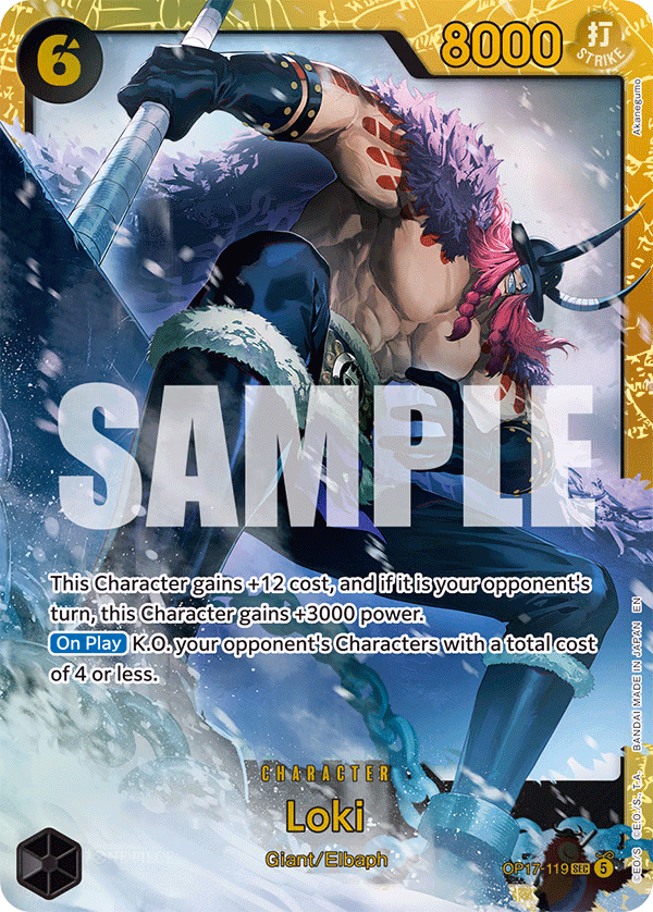 Loki One Piece card (OP17-119, The World's Strongest Warriors)