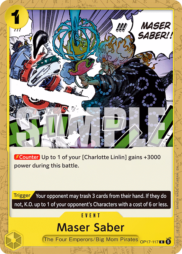 Maser Saber One Piece card (OP17-117, The World's Strongest Warriors)