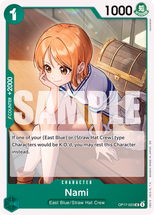 Nami One Piece card (OP17-023, The World's Strongest Warriors)