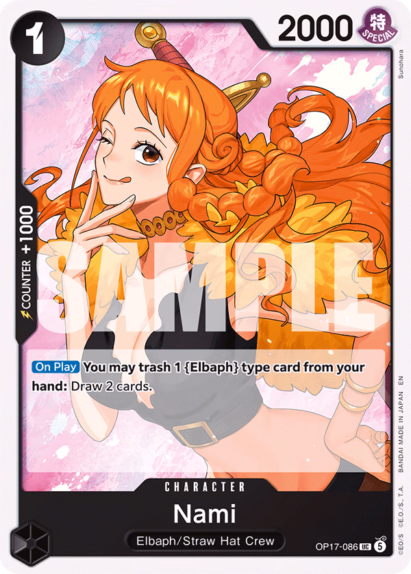 Nami One Piece card (OP17-086, The World's Strongest Warriors)