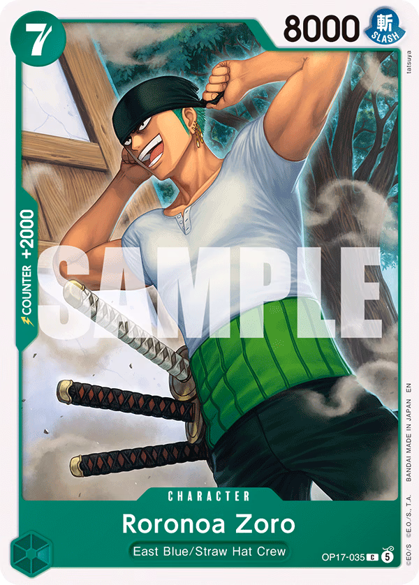 Roronoa Zoro One Piece card (OP17-035, The World's Strongest Warriors)