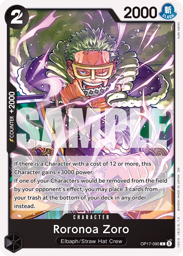 Roronoa Zoro One Piece card (OP17-095, The World's Strongest Warriors)