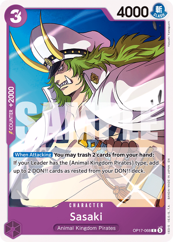 Sasaki One Piece card (OP17-068, The World's Strongest Warriors)