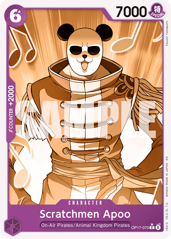 Scratchmen Apoo (Pandaman Art) One Piece card (OP17-070, The World's Strongest Warriors)