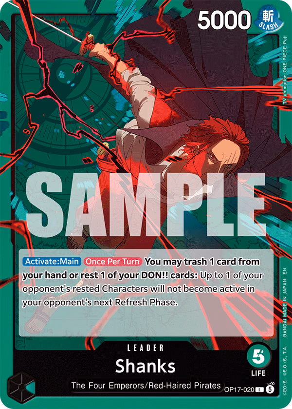 Shanks One Piece card (OP17-020, The World's Strongest Warriors)