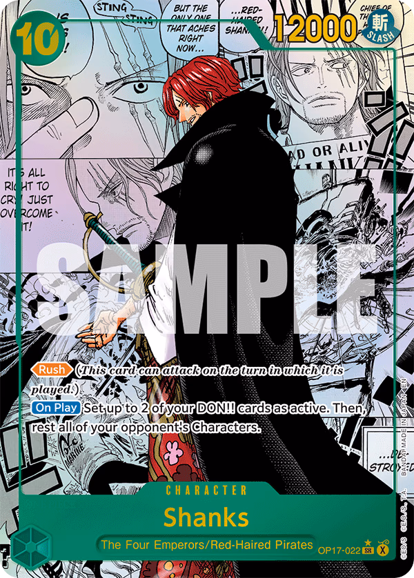 Shanks (Manga) One Piece card (OP17-022, The World's Strongest Warriors)