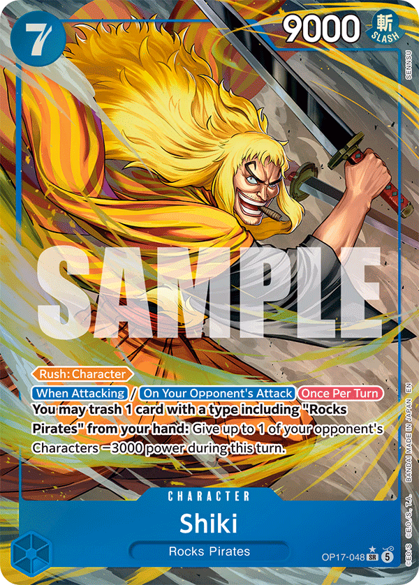 Shiki (Alternate Art) One Piece card (OP17-048, The World's Strongest Warriors)