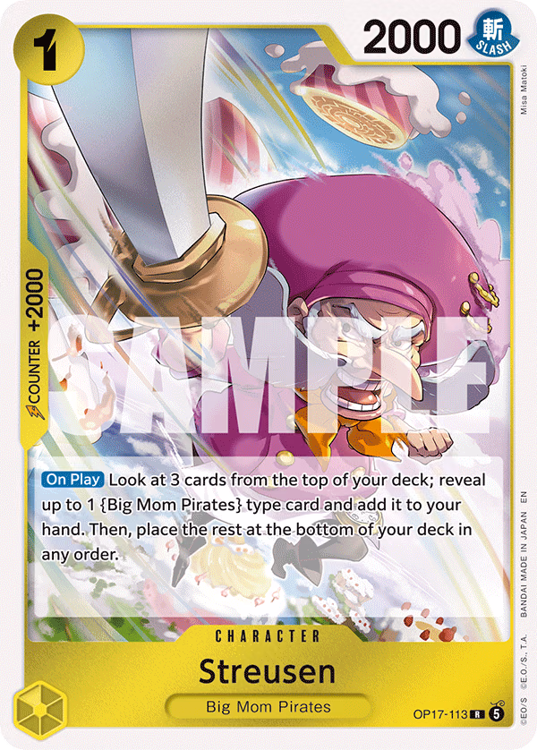 Streusen One Piece card (OP17-113, The World's Strongest Warriors)