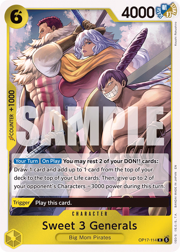 Sweet 3 Generals One Piece card (OP17-114, The World's Strongest Warriors)