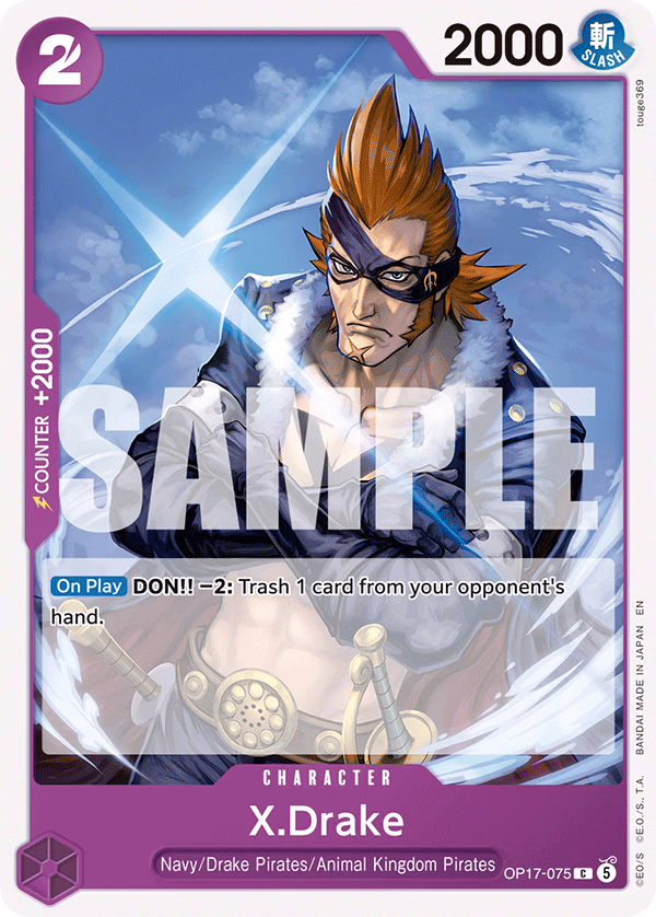 X.Drake One Piece card (OP17-075, The World's Strongest Warriors)