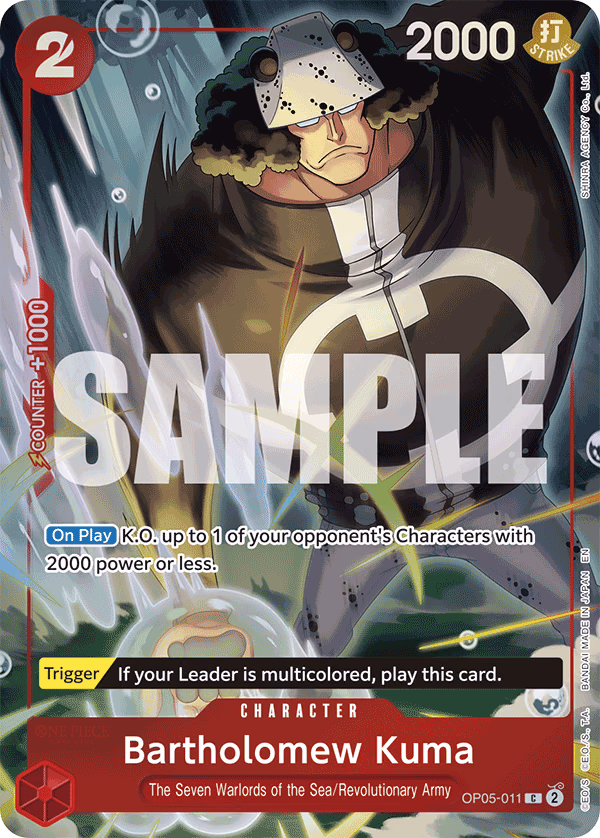 Bartholomew Kuma (Seven Warlords of the Sea Binder Set) One Piece card (OP05-011, Other Product Cards)