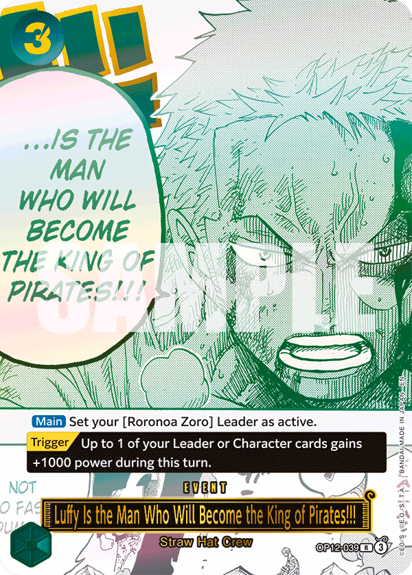 Luffy Is the Man Who Will Become the King of Pirates!!! (Japanese Version 3rd Anniversary Set) One Piece card (OP12-039, Other Product Cards)