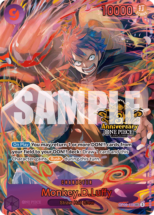 Monkey.D.Luffy (Japanese Version 3rd Anniversary Set) One Piece card (OP09-119, Other Product Cards)