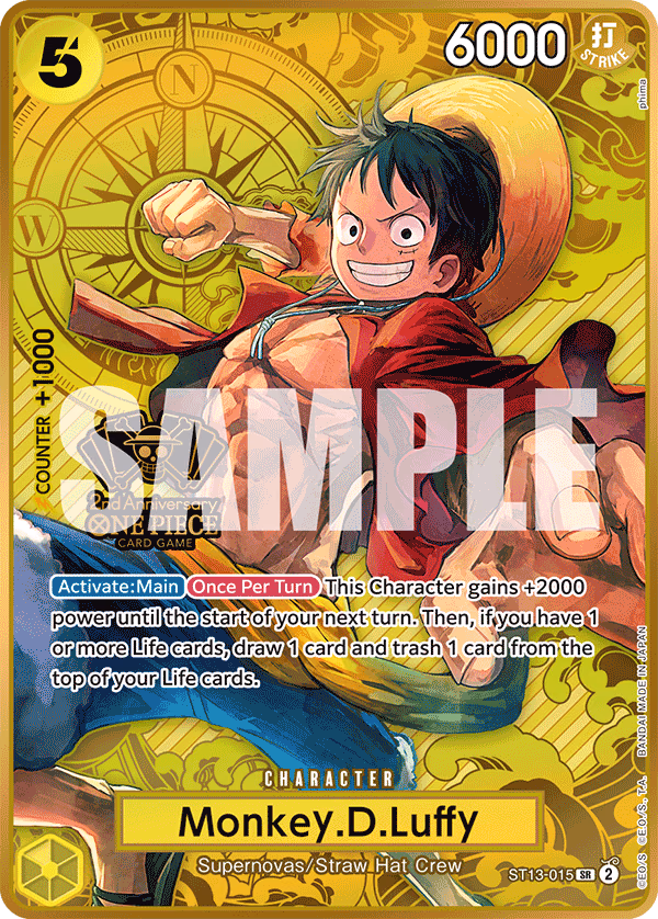 Monkey.D.Luffy (One Piece Japanese Version 2nd Anniversary Set) One Piece card (ST13-015, Other Product Cards)