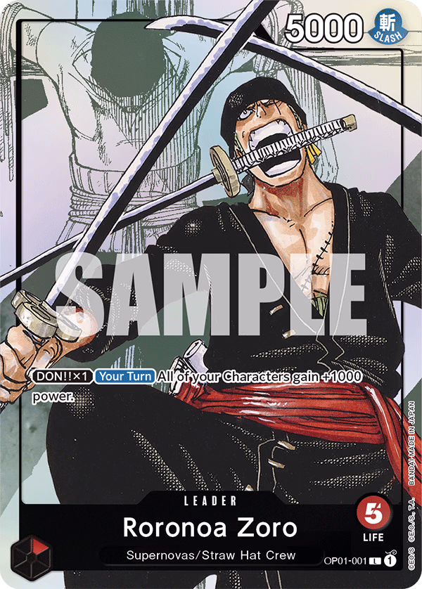 Roronoa Zoro (Alternate Art) One Piece card (OP01-001, Other Product Cards)