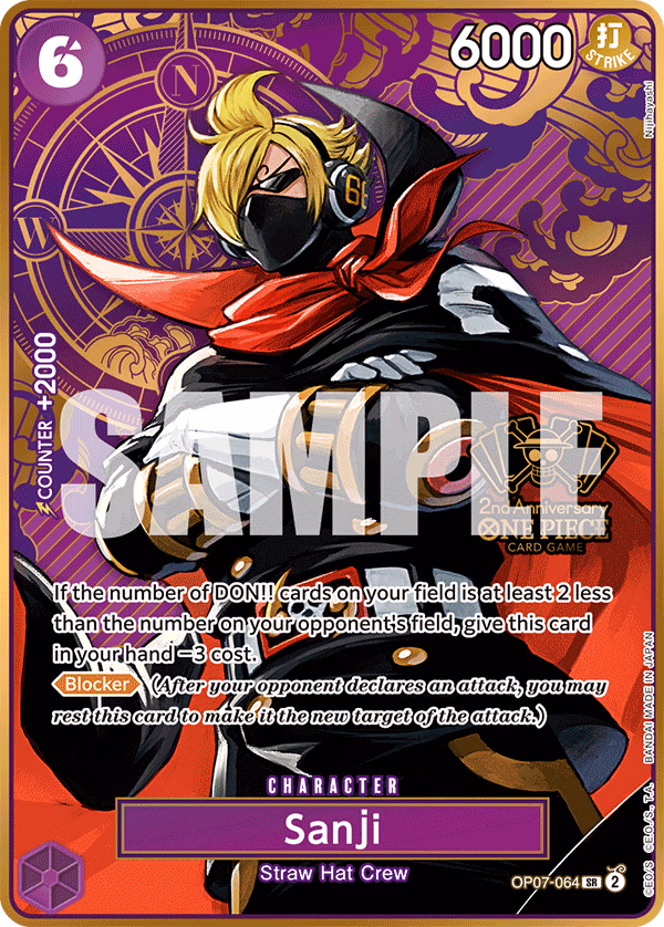 Sanji (One Piece Japanese Version 2nd Anniversary Set) One Piece card (OP07-064, Other Product Cards)