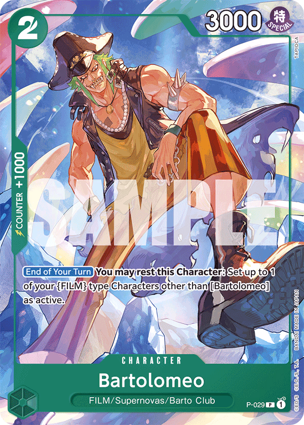 Bartolomeo (Jolly Roger Foil) One Piece card (P-029, Premium Booster -The Best-)