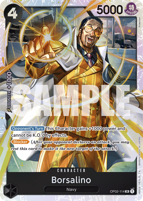 Borsalino (Alternate Art) One Piece card (OP02-114, Premium Booster -The Best-)